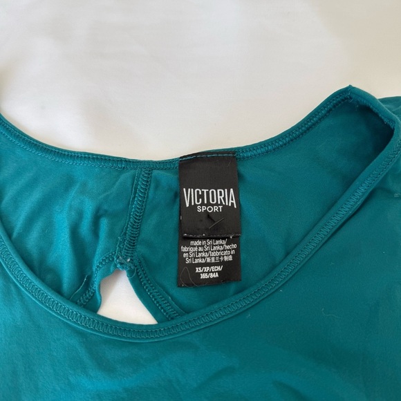 Victorias Secret Sport Workout Tank Top Green Jade Cutout Mesh Gym Active Yoga - Picture 3 of 6